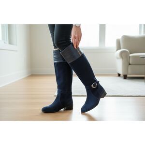 Marc Fisher Blue Tall Boots Women 8 NWT – Leather Knee High Dress Boot